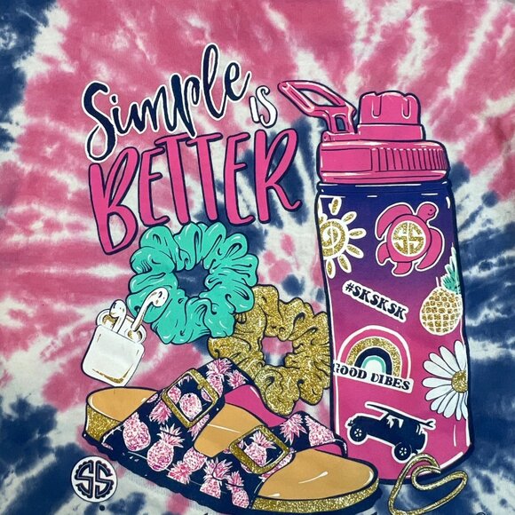 Simply Southern Long Sleeve T-Shirt  Tie Dye Simple is Better South Youth Medium - Picture 11 of 11